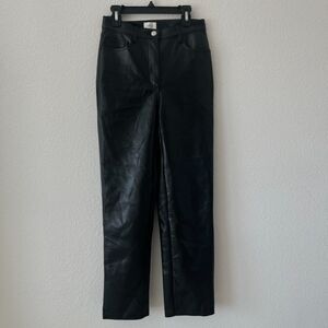Wilfred Leather Pants Women's 0 Black 5-Pockets Flat Front Straight Leg Zip Fly